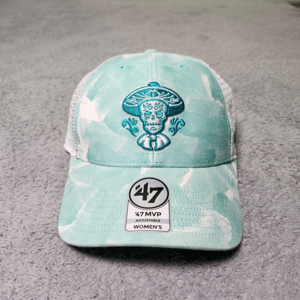 '47 Brand Womens Albuquerque Isotopes Trucker Hat Aqua TieDye MiLB Sugar Skull